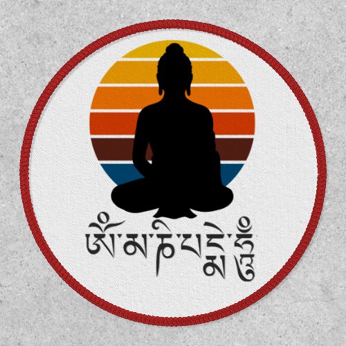 Buddha Retro Sunset Om Mani Padme Hum Mantra Patch