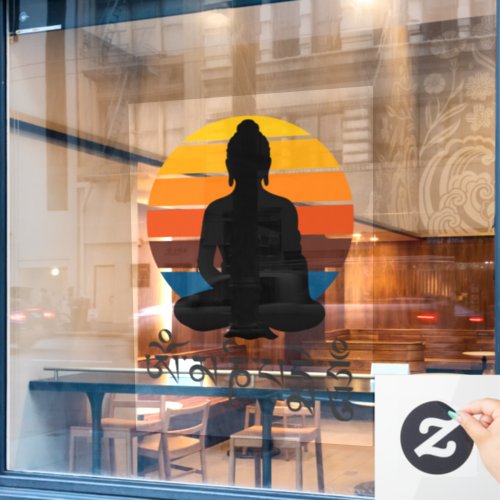 Buddha Retro Sunset Om Mani Padme Hum Mantra Window Cling