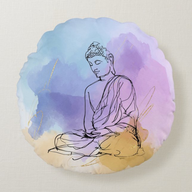 Buddha Round Pillow | Zen Meditation (Front)