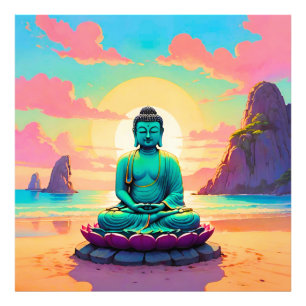 Buddha’s Sunset Reflection Photo Print