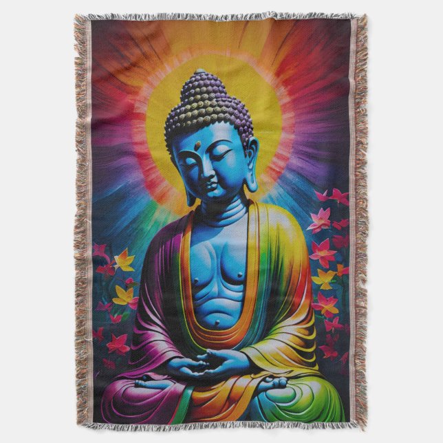 Buddha Sacred Rays of Peace Throw Blanket (Front Vertical)