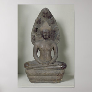 Buddha seated in meditation on the Naga, Angkor Poster
