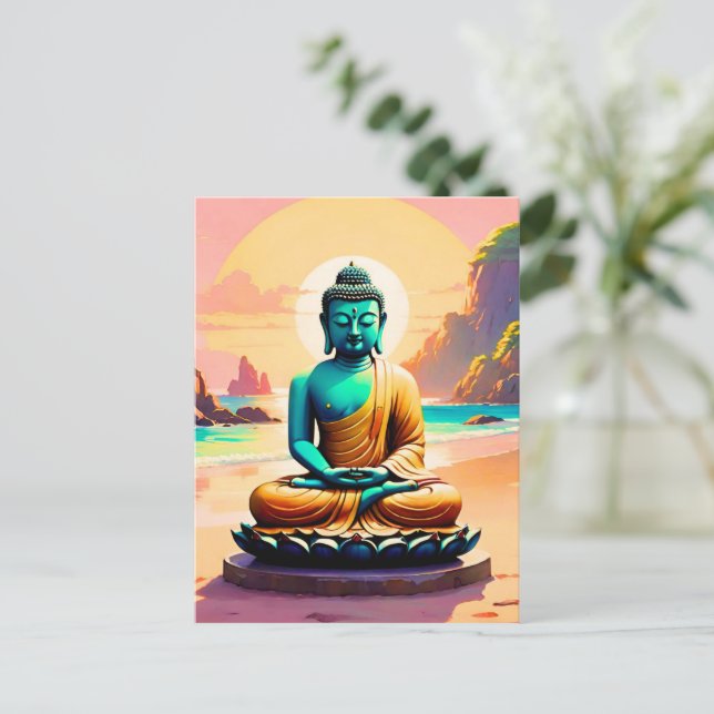 Buddha - Serene Shores of Enlightenment  Holiday Postcard (Standing Front)