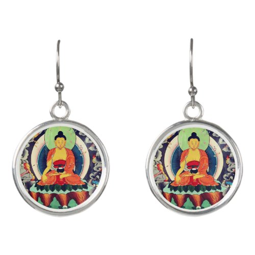 Buddha Shakyamuni painting Himalayas _ Nepal Earrings