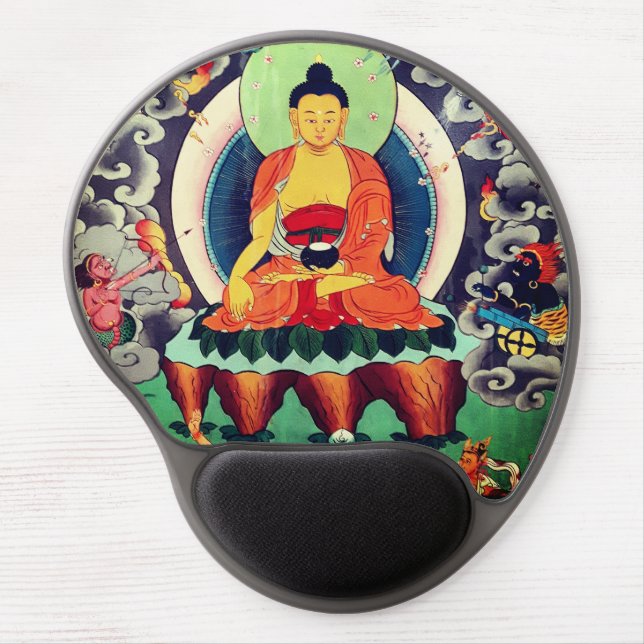 Buddha Shakyamuni painting, Himalayas - Nepal Gel Mouse Pad (Front)