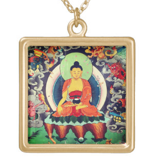Buddha Shakyamuni painting, Himalayas - Nepal Gold Plated Necklace