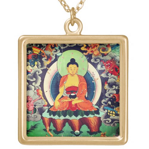 Buddha Shakyamuni painting Himalayas _ Nepal Gold Plated Necklace