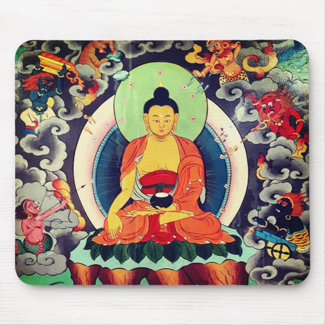 Buddha Shakyamuni painting, Himalayas - Nepal Mouse Pad (Front)
