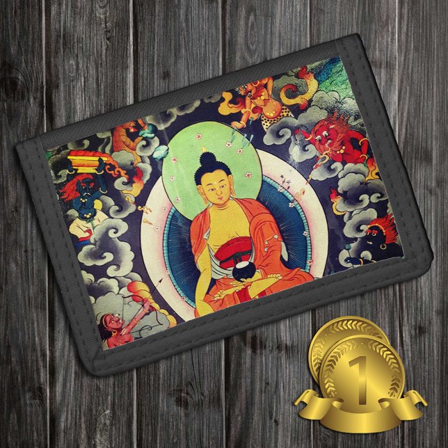 Buddha Shakyamuni painting, Himalayas / Nepal Trifold Wallet (Creator Uploaded)