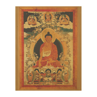 Buddha Shakyamuni Thangka Wood Wall Art