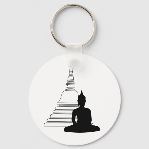 Buddha Silhouette with Stupa Keychain