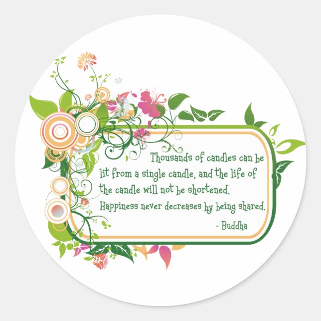 Buddha Single Candle Quote Classic Round Sticker (Front)