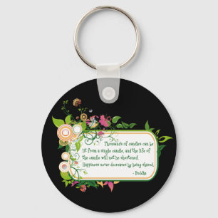 Buddha Single Candle Quote Keychain