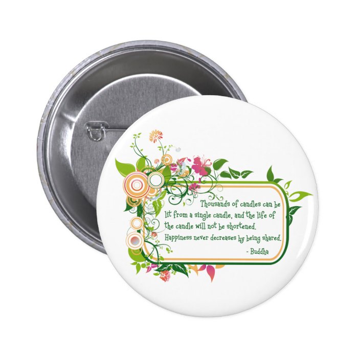 Buddha Single Candle Quote Pinback Buttons