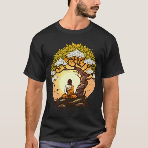 Buddha Sitting Under a Tree Zen Meditation Lover T_Shirt