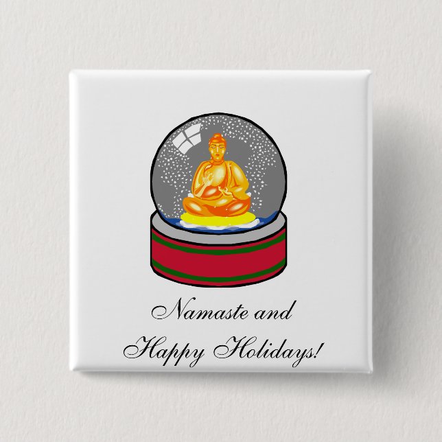 Buddha Snow Globe Button (Front)