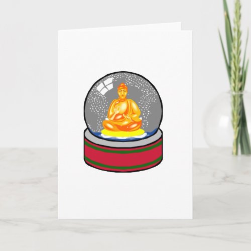 Buddha Snow Globe Holiday Card