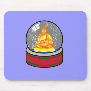 Buddha Snow Globe Mouse Pad