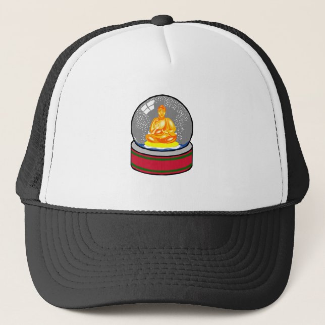 Buddha Snow Globe Trucker Hat (Front)