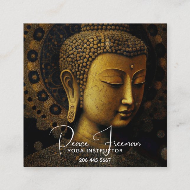 Buddha, Spiritual Meditation Square Business Card (Front)