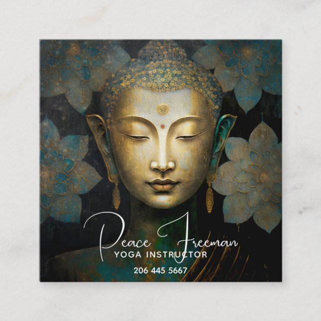 Buddha, Spiritual Meditation Square Business Card (Front)