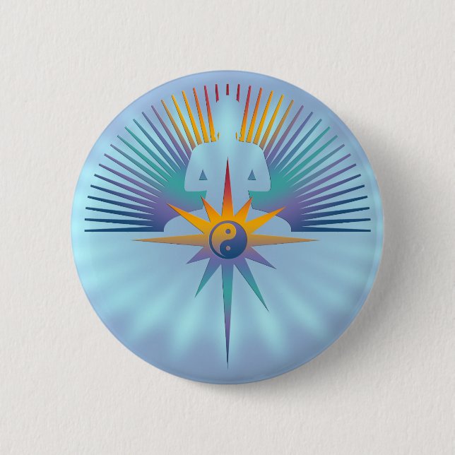 Buddha Star 3D | blue shine Button (Front)
