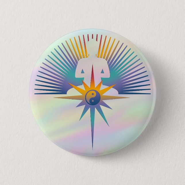 Buddha Star 3D | coloured light Pinback Button (Front)