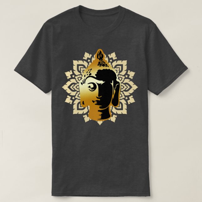 Buddha Statue Head Mandala Meditation Zen  T-Shirt (Design Front)