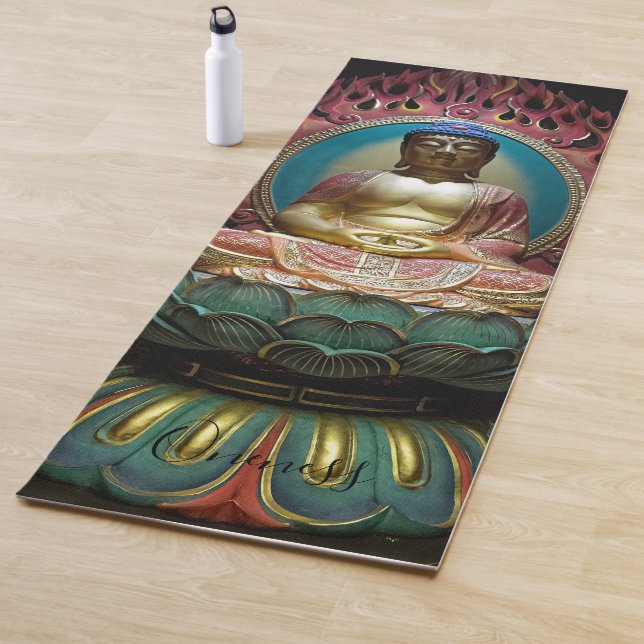 Buddha Statue Lotus Flower Oneness One Side Yoga Mat (In Situ)