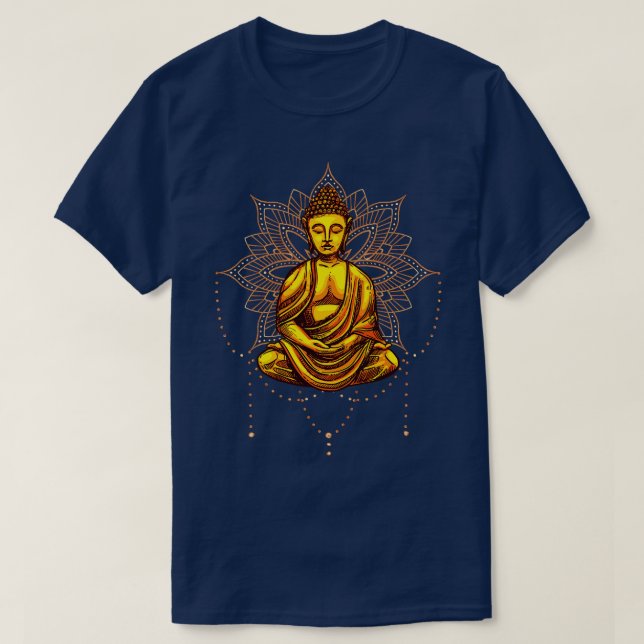 Buddha Statue Meditation Mantra T-Shirt (Design Front)