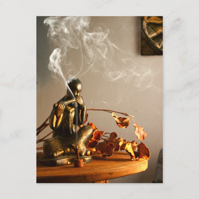 Buddha Statue Prayer Room Incense Postcard (Front)