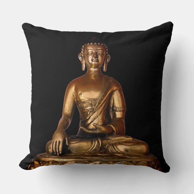 Buddha Statue Throw Pillow (Front)