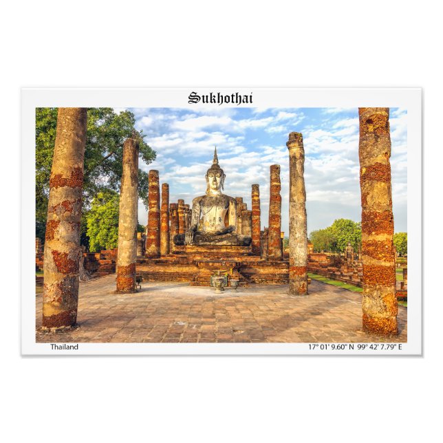 Buddha statue, Wat Mahathat, Sukhothai Photo Print (Front)