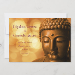 Buddha Statue with Golden Bokeh Wedding Invitation