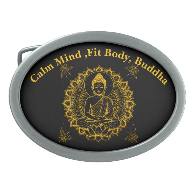 Buddha Statue With Lotus  Belt Buckle (Front)