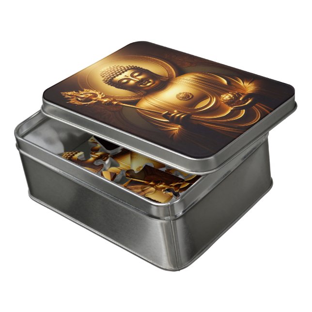 Buddha statue with lotus in soft light jigsaw puzzle (Lid Open)