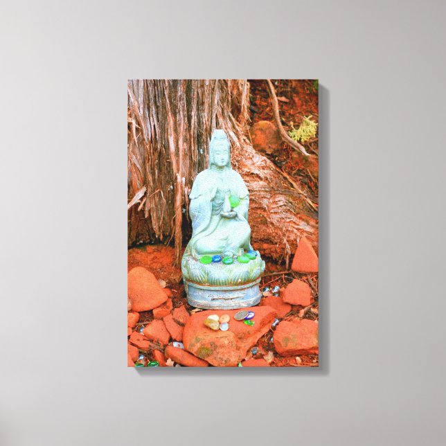 buddha statue wrapped canvas print (Front)
