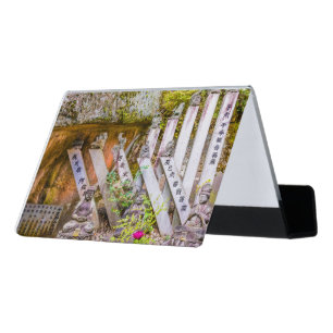 Buddha statues at Senko-ji temple Desk Business Card Holder