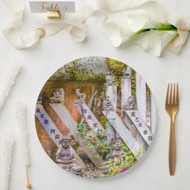 Buddha statues at Senko-ji temple Paper Plates (Wedding)