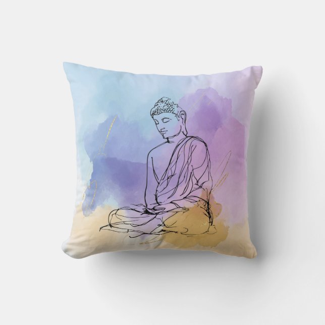 Buddha Throw Pillow | Zen Meditation (Front)
