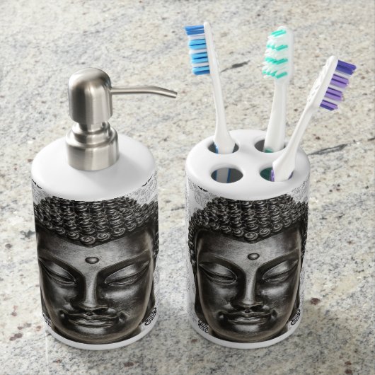 Buddha Toothbrush Holder and Soap Dispenser Set (Front)