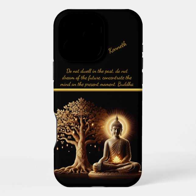 Buddha under a glowing tree  iphone case (Back)