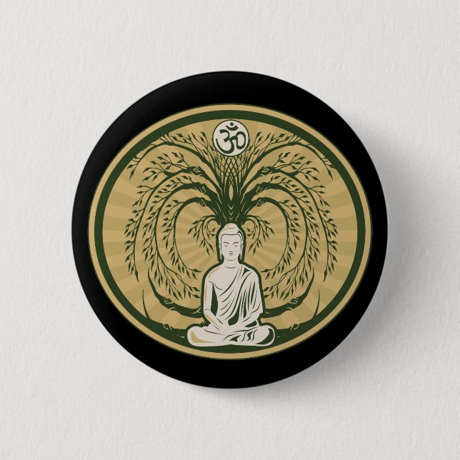 Buddha Under the Bodhi Tree Pinback Button (Front)