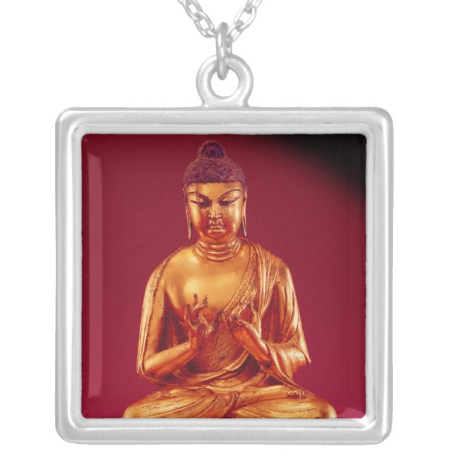 Buddha Vairocana , Tang dynasty Silver Plated Necklace (Front)