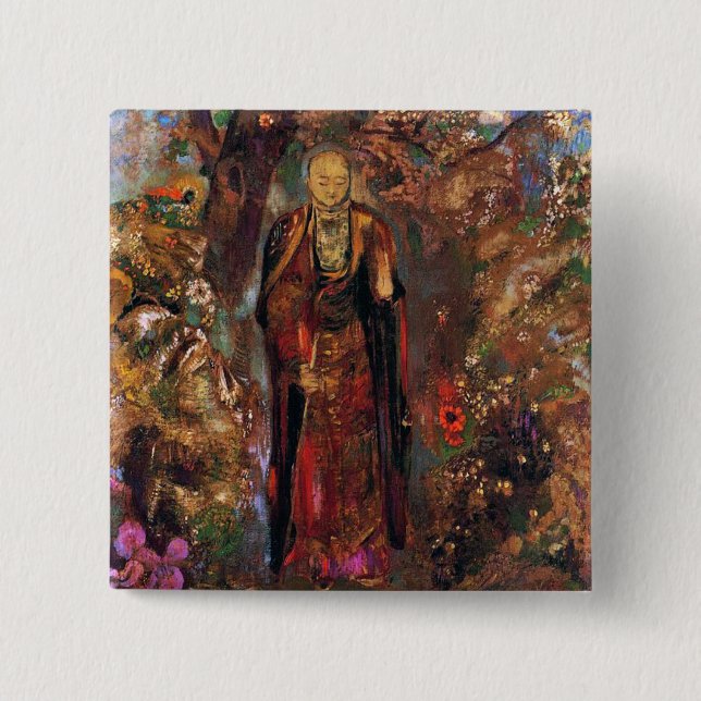 Buddha Walking Among the Flowers Button (Front)