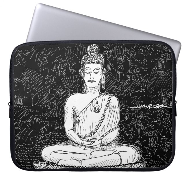 Buddha Wat Pho Temple Bangkok Thailand B&W Laptop Sleeve (Front)