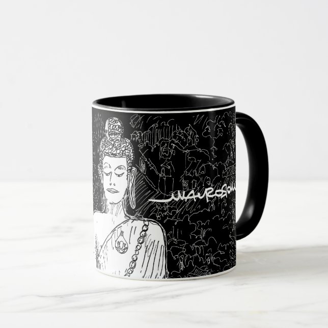 Buddha Wat Pho Temple Bangkok Thailand B&W Mug (Front Right)