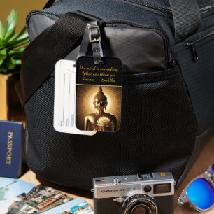 Buddha with lotus flower luggage tag