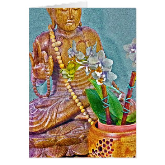 Buddha with White Orchids Cards (Front)
