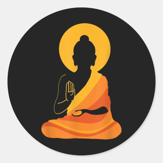 Buddha YingYang Zen Yoga, Relax, Enjoy Life Classic Round Sticker (Front)